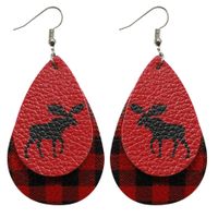1 Pair Cute Santa Claus Snowman Elk Pu Leather Drop Earrings sku image 15