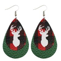 1 Pair Cute Santa Claus Snowman Elk Pu Leather Drop Earrings sku image 2