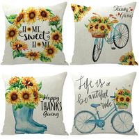 Pastoral Sunflower Letter Linen Pillow Cases sku image 10