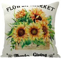 Pastoral Sunflower Letter Linen Pillow Cases sku image 1
