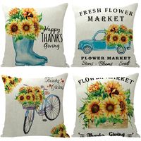 Pastoral Sunflower Letter Linen Pillow Cases sku image 11