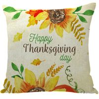 Pastoral Sunflower Letter Linen Pillow Cases sku image 8