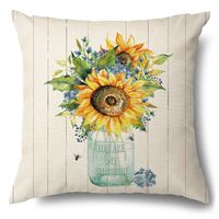 Pastoral Sunflower Linen Pillow Cases sku image 6