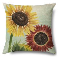 Pastoral Sunflower Linen Pillow Cases sku image 10