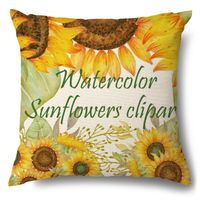 Pastoral Sunflower Linen Pillow Cases sku image 14