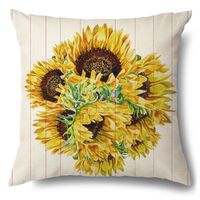 Pastoral Sunflower Linen Pillow Cases sku image 5