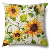 Pastoral Girasol Lino Fundas De Almohada sku image 1