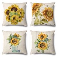 Pastoral Sunflower Linen Pillow Cases main image 4