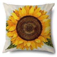 Pastoral Sunflower Linen Pillow Cases sku image 13