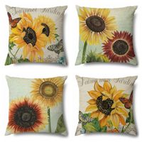 Pastoral Sunflower Linen Pillow Cases main image 3