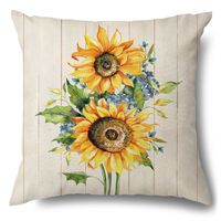 Pastoral Sunflower Linen Pillow Cases sku image 8