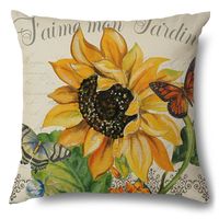 Pastoral Sunflower Linen Pillow Cases sku image 12