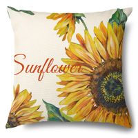 Pastoral Sunflower Linen Pillow Cases sku image 16