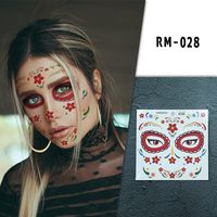 Halloween Face Mask Flowers Day Of The Dead Party Makeup Tattoo Stickers sku image 4