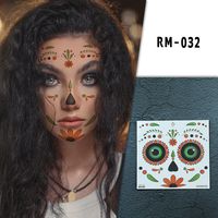 Halloween Face Mask Flowers Day Of The Dead Party Makeup Tattoo Stickers sku image 8