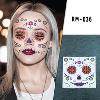 Halloween Face Mask Flowers Day Of The Dead Party Makeup Tattoo Stickers sku image 12