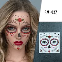 Halloween Face Mask Flowers Day Of The Dead Party Makeup Tattoo Stickers sku image 3