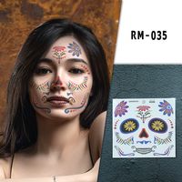 Halloween Face Mask Flowers Day Of The Dead Party Makeup Tattoo Stickers sku image 11