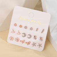 Fashion Sun Star Moon Alloy Inlay Artificial Pearls Rhinestones Women's Ear Studs 1 Set sku image 3