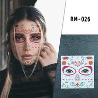 Halloween Face Mask Flowers Day Of The Dead Party Makeup Tattoo Stickers sku image 2
