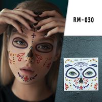 Halloween Face Mask Flowers Day Of The Dead Party Makeup Tattoo Stickers sku image 6