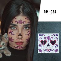 Halloween Face Mask Flowers Day Of The Dead Party Makeup Tattoo Stickers sku image 10