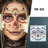Halloween Face Mask Flowers Day Of The Dead Party Makeup Tattoo Stickers sku image 1