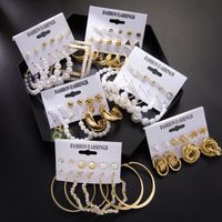 Mode Couleur Unie Alliage Placage Incruster Strass Perle Femmes Des Boucles D'oreilles Boucles D'oreilles 1 Jeu main image 2