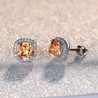Retro Square Copper Plating Inlay Artificial Gemstones Ear Studs 1 Pair sku image 7
