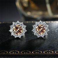 Fashion Snowflake Copper Inlay Artificial Gemstones Ear Studs 1 Pair sku image 9