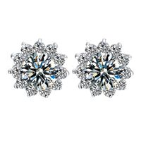 Fashion Snowflake Copper Inlay Artificial Gemstones Ear Studs 1 Pair main image 5