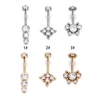 Fashion Solid Color Stainless Steel Inlay Zircon Belly Ring 1 Piece main image 5