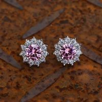 Fashion Snowflake Copper Inlay Artificial Gemstones Ear Studs 1 Pair main image 3