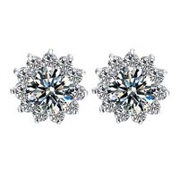 Fashion Snowflake Copper Inlay Artificial Gemstones Ear Studs 1 Pair sku image 2