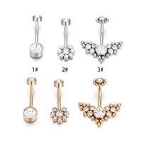 Fashion Solid Color Titanium Steel Rhinestone Belly Ring 1 Piece main image 5