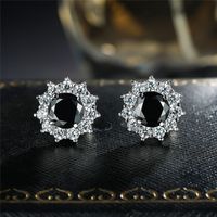 Fashion Snowflake Copper Inlay Artificial Gemstones Ear Studs 1 Pair sku image 7