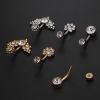 Fashion Solid Color Titanium Steel Rhinestone Belly Ring 1 Piece main image 4