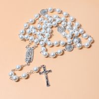 Mode Kreuz Imitation Perlen Glas Perlen Halskette Mit Anhänger main image 4