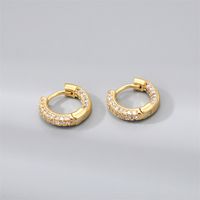 Simple Style Irregular Gold Plated Enamel Artificial Pearls Zircon Women's Hoop Earrings 1 Pair main image 6