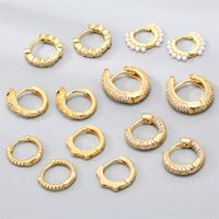 Simple Style Irregular Gold Plated Enamel Artificial Pearls Zircon Women's Hoop Earrings 1 Pair main image 1