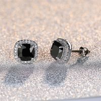 Retro Square Copper Plating Inlay Artificial Gemstones Ear Studs 1 Pair sku image 6