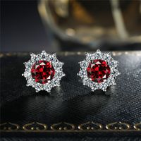 Fashion Snowflake Copper Inlay Artificial Gemstones Ear Studs 1 Pair sku image 4