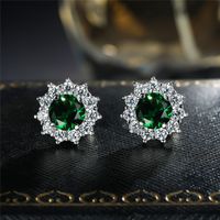 Fashion Snowflake Copper Inlay Artificial Gemstones Ear Studs 1 Pair sku image 5