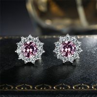 Fashion Snowflake Copper Inlay Artificial Gemstones Ear Studs 1 Pair sku image 1