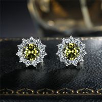 Fashion Snowflake Copper Inlay Artificial Gemstones Ear Studs 1 Pair sku image 8
