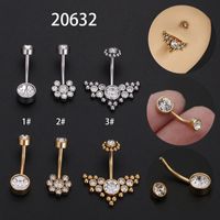 Fashion Solid Color Titanium Steel Rhinestone Belly Ring 1 Piece main image 1