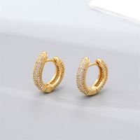 Simple Style Irregular Gold Plated Enamel Artificial Pearls Zircon Women's Hoop Earrings 1 Pair sku image 2