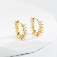 Casual Circle Copper Gold Plated Zircon Hoop Earrings 1 Pair main image 6