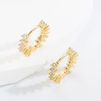 Casual Circle Copper Gold Plated Zircon Hoop Earrings 1 Pair main image 3