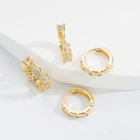Casual Circle Copper Gold Plated Zircon Hoop Earrings 1 Pair main image 1